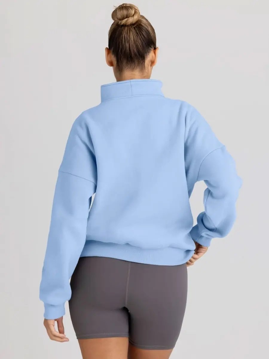 Trendy Queen Sweatshirts Half Zip Pullover Quarter Zip Oversized Hoodies Sweaters Comfy Fall Outfits 2024 Y2K Winter Clothes - Love Salve